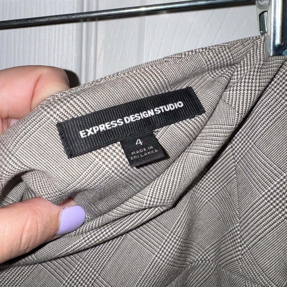 Express Plaid Pencil Skirt Tan Brown Career Workwear - Picture 3 of 6